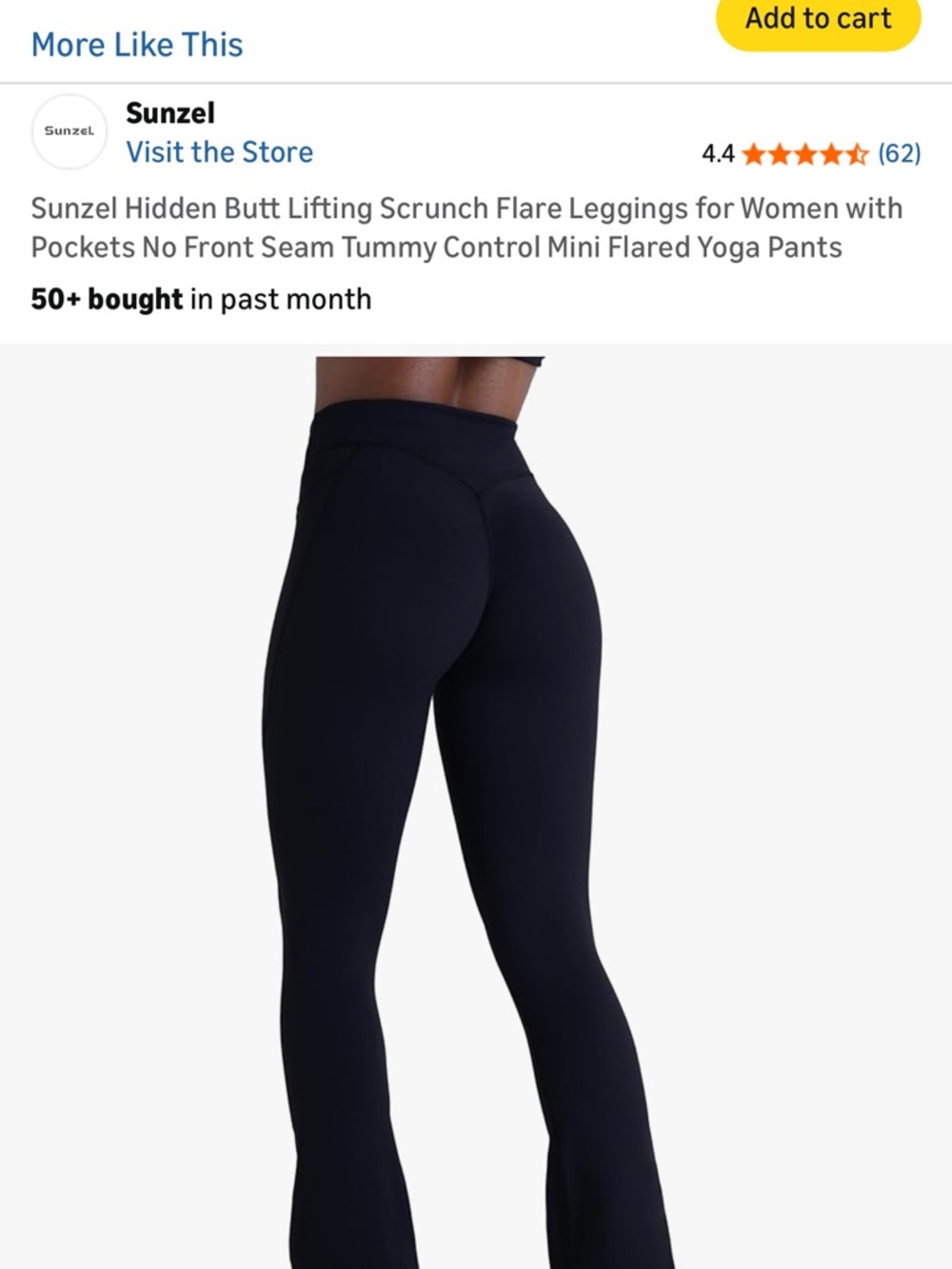 Sunzel Black Butt-Lifting Scrunch Flare Leggings for Women